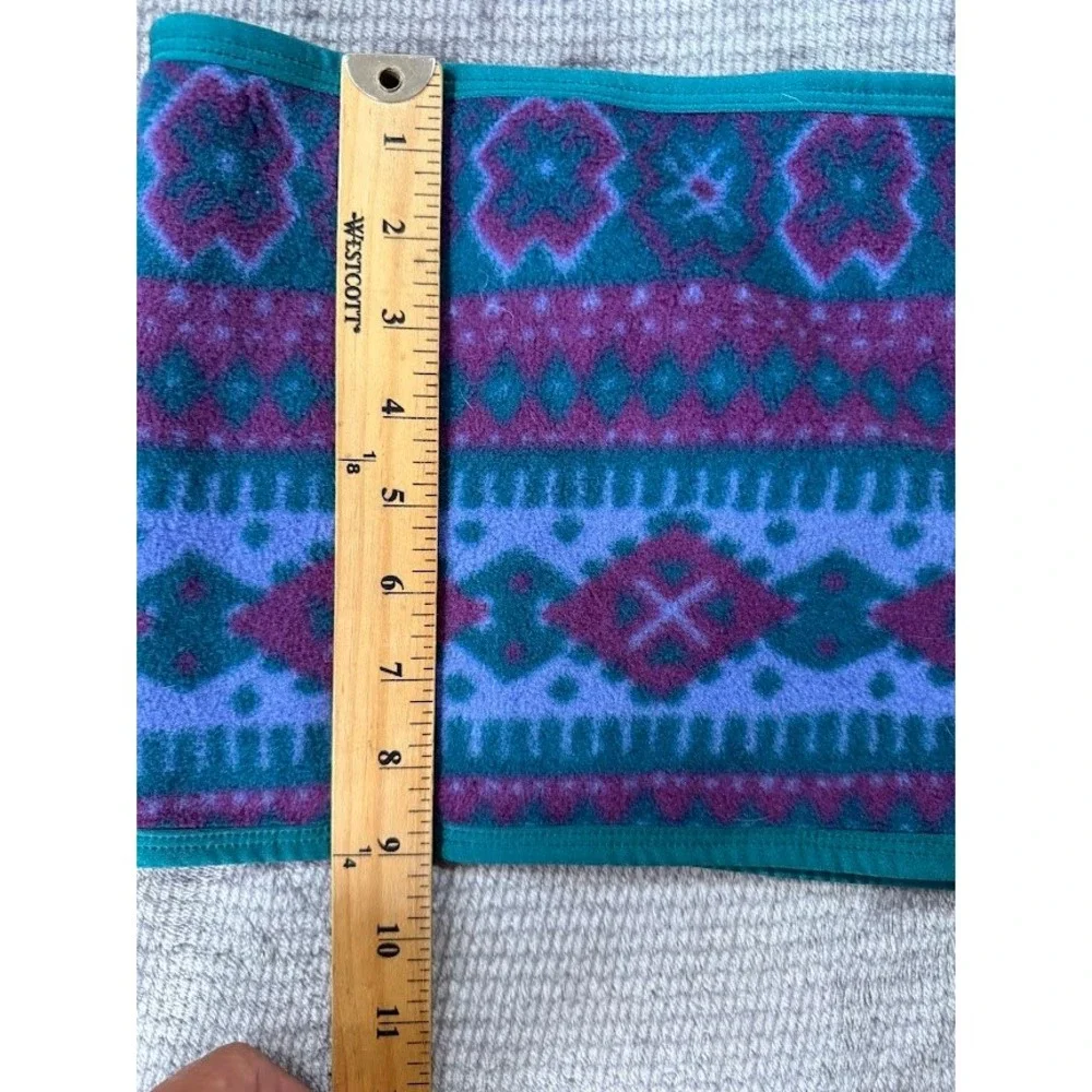 LL Bean Vintage Fleece Neck‎ Gaiter Aztec Geometric Teal Purple Made in USA